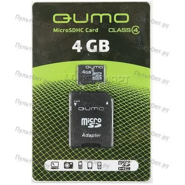 MicroSD 4GB Qumo Class 4 + SD адаптер
