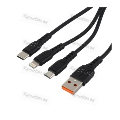 Кабель GoPower GP05-3-1 USB (m)-2хType-C/Lightning/microUSB (m) 1м черный (1/200/800)