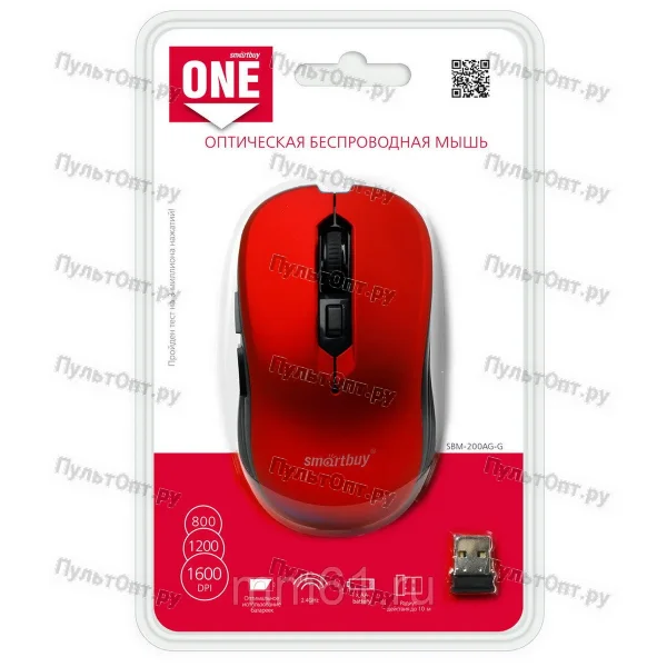 Мышь Smartbuy ONE 200AG, красная, беспроводная