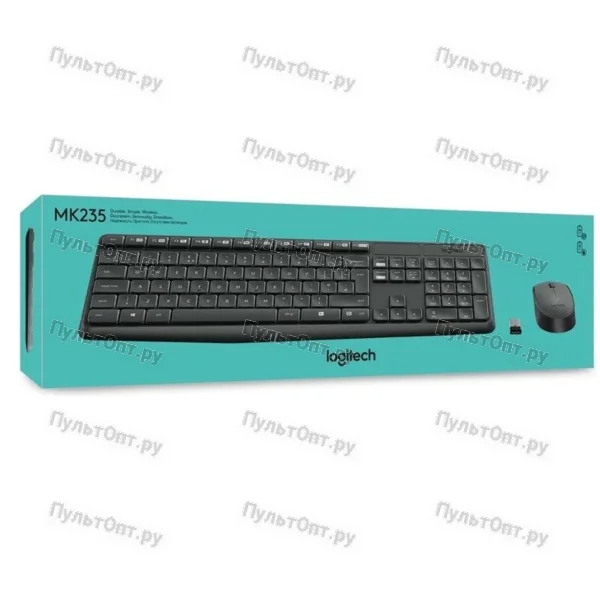 Клавиатура + Мышь Logitech MK235 клав серый мышь серый USB беспроводная