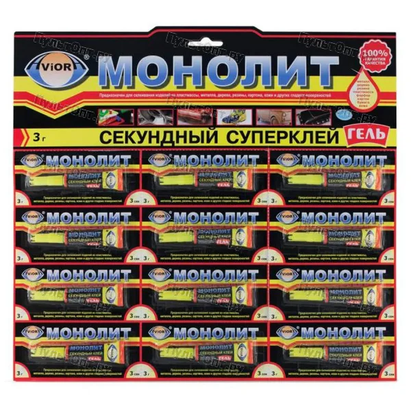Супер-клей Aviora МОНОЛИТ ГЕЛЬ 3г BL12 (12)