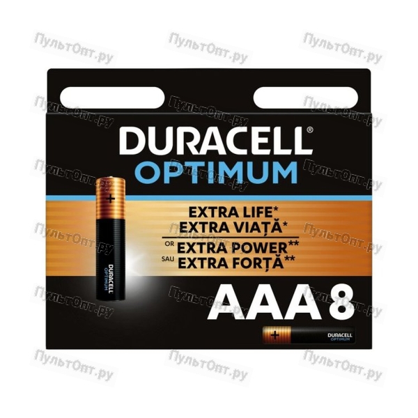 Батарейка Duracell Optimum LR03 AAA BL8 Alkaline 1.5V BE (8/64)