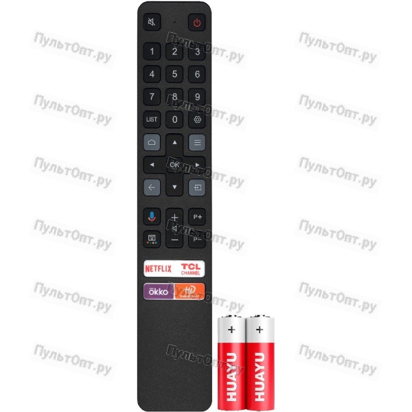 Пульт Huayu для TCL RC901V FMRD (Okko, Кинопоиск, Netflix) (голосовое управл.) (HTC124 в коробке+бат