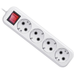 Удлинитель Defender L340 4 гнезда, 5 метров, с заземлением, 16А/3500Вт, ПВС 3х1,0мм, с выключателем,