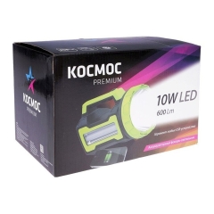 Фонарь Космос светодиодный Accu9110WUSB аккумуляторный PREMIUM 10W LED, бок.пан. 3Вт, 3 реж раб, рег