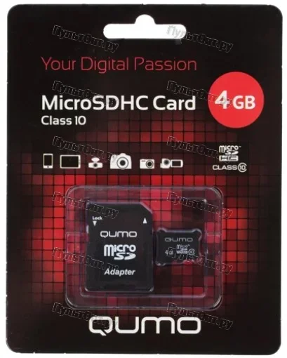 MicroSD 4GB Qumo Class 10 + SD адаптер