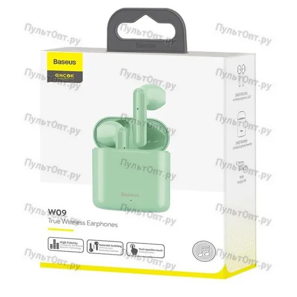Гарнитура Bluetooth Baseus, W09, Encok True, зелёный