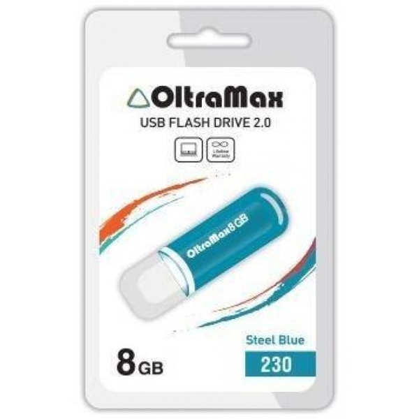 USB 8GB OltraMax 230 стальной синий