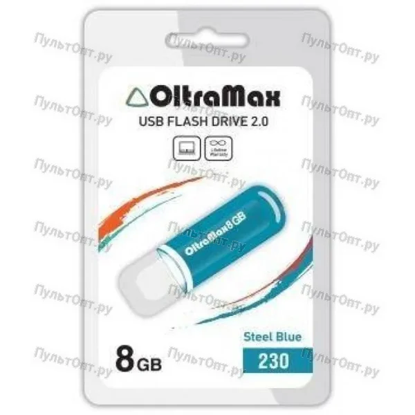 USB 8GB OltraMax 230 стальной синий