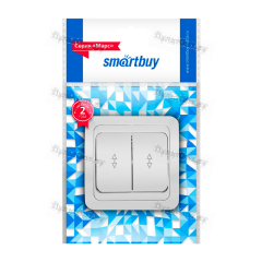 Выключатель Smartbuy "Марс" 2-клав.10A проходной белый (1/10/200)