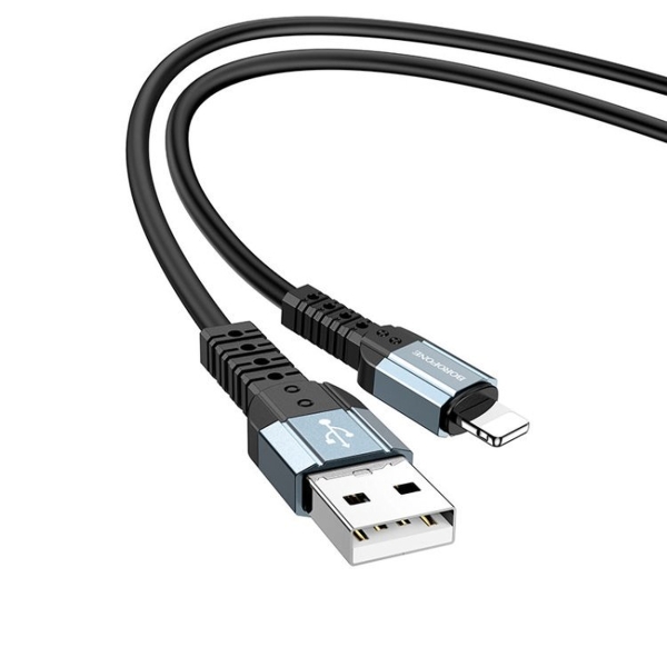 Кабель USB - 8 pin Borofone BX64, 1.0м, круглый, 2.4A, силикон, цвет: чёрный (1/30/300)