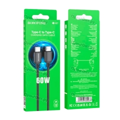 Кабель Borofone BX87 Type-C (m)-Type-C (m) 1м 3.0A 60W нейлон PD3.0 черный (1/360)