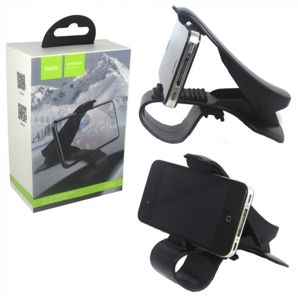 Держатель Hoco, CA50, для смартфона, пластик, силикон, торпедо, чёрный