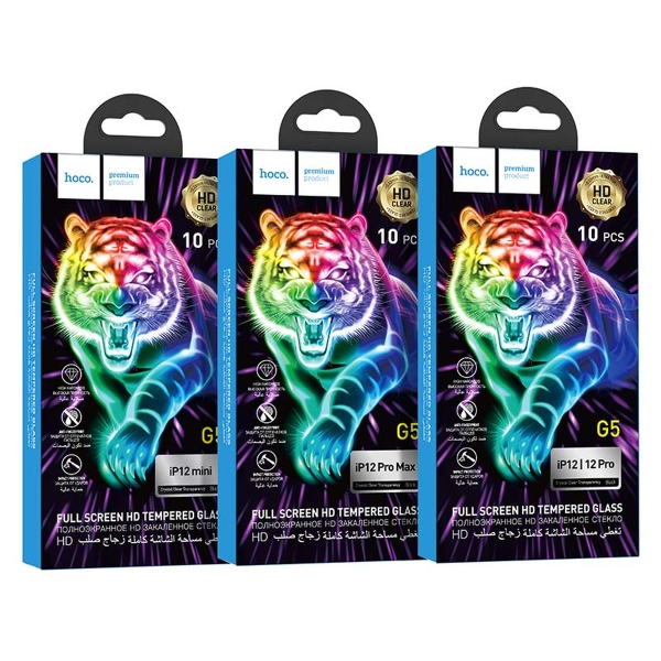 Защитное стекло Hoco G5 для Apple iPhone 12 Pro 2.5D 0.33мм глянцевое на весь экран 10шт черный (1/3