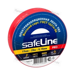 Изолента Safeline 19мм*25м ПВХ красный (10/160)