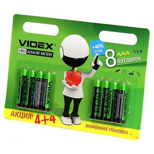 Эл. пит. AAA alkaline BL08 Videx (80)