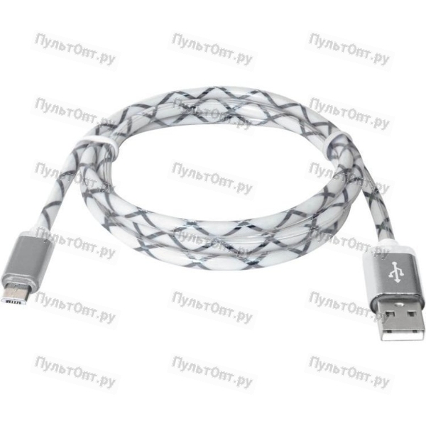 Кабель Defender USB08-03LT, USB2.0, серый, LED, AM-MicroBM, 1м (1/100)