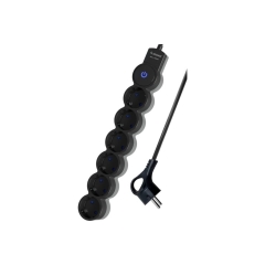 Удлинитель Космос 6р.С/З 10A 3.0м с выкл. ПВС 3х0.75мм? IP20 черный (1/30)