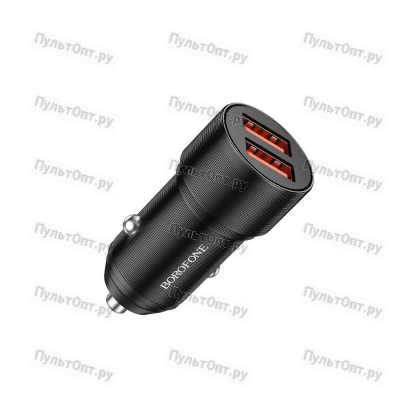 Блок питания автомобильный 2 USB Borofone BZ19B, Wisdom, 36Вт, QC3.0, цвет: чёрный (1/94/376)