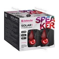 Колонки 2.0 Defender Solar 1 6W Jack 3.5мм черный (1/20)