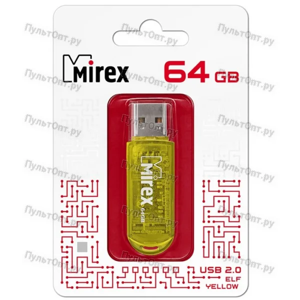 USB 64GB Mirex ELF жёлтый (ecopack)