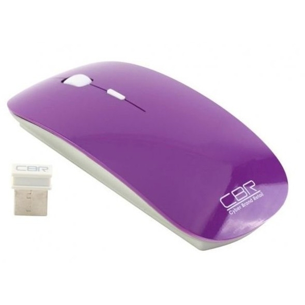 Мышь беспроводная CBR CM-700, 2,4 ГГц, 1200/1600 dpi, 5кн, фиолетовая