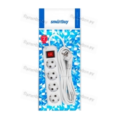 Удлинитель Smartbuy 4р.С/З 16A 7.0м с выкл. ПВС 3x1мм? белый