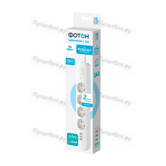 Удлинитель Фотон 16-24ES 4р.С/З 16A 2.0м с выкл. ПВС 3x1мм? USB белый (1/10)