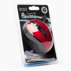 Мышь Smartbuy 612AG, красная/чёрная, Blue LED, беззвучная, беспроводная
