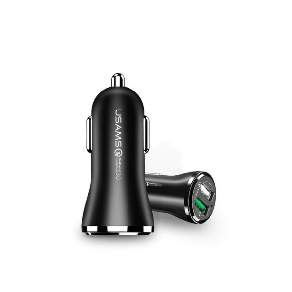 Блок питания автомобильный 2 USB Usams, US-CC028, Dual USB Car Charger, цвет: чёрный