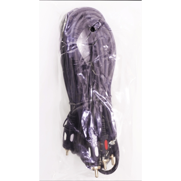 Шнур 2*RCA (тюльпан) штекера - 2*RCA (тюльпан) штекера 5м (пластик-золото) D2x3,2мм