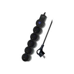 Удлинитель Космос 5р.С/З 10A 5.0м с выкл. ПВС 3х0.75мм? IP20 черный (1/25)