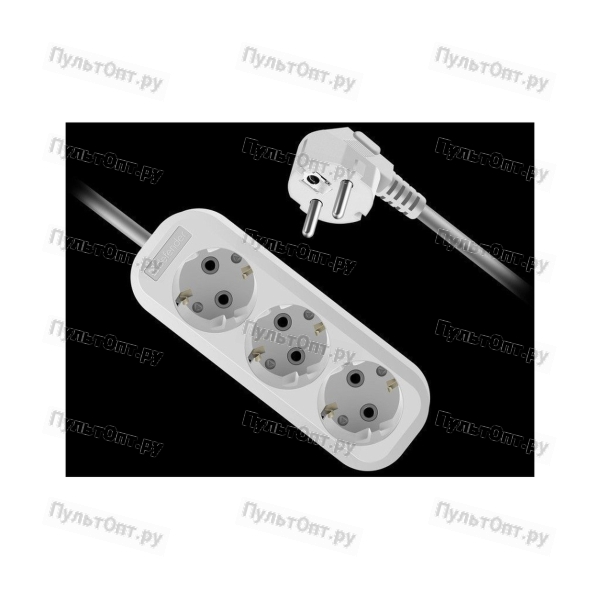 Удлинитель Defender R330 3 гнезда, 1,5 метра, 16А/3500Вт, с заземлением, ПВС 3х1,0мм, белый (1/40)