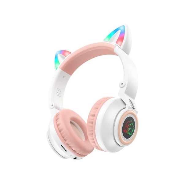 Наушники полноразмерные Borofone BO18 Cat, bluetooth 5.0, AUX, цвет: белый (1/36)