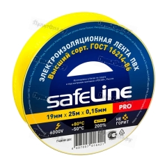 Изолента Safeline 19мм*25м ПВХ желтый (10/160)