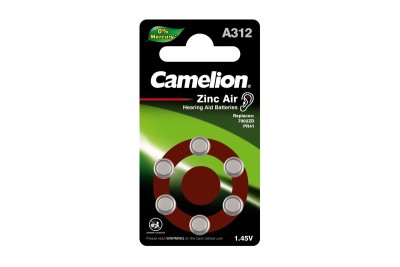 Элемент питания Camelion ZA 312 BL6 (для слуховых аппаратов, ртутные) (6/60/3000)