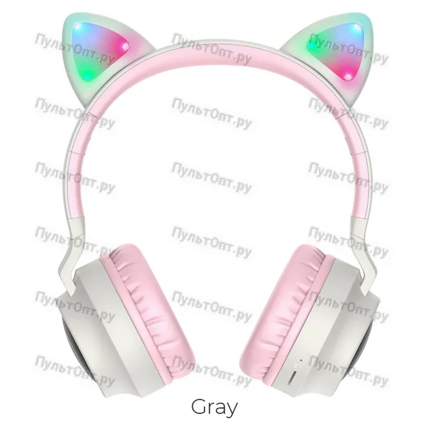 Наушники Hoco W27 Cat ear wireless headphones (серый)