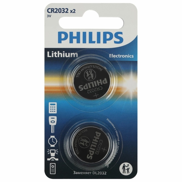 Элемент питания Philips CR2032 2BL (2/40/400/56000)
