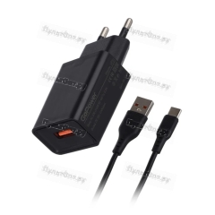Сетевое З/У GoPower GP1U 1USB 2.4A 12W с кабелем Type-C черный (1/200)