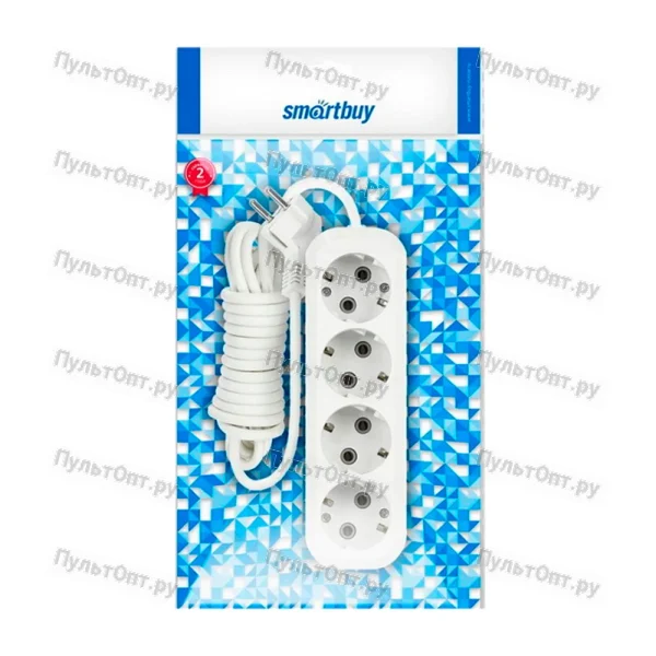 Удлинитель Smartbuy 4р.С/З 16A 5.0м белый (1/40)