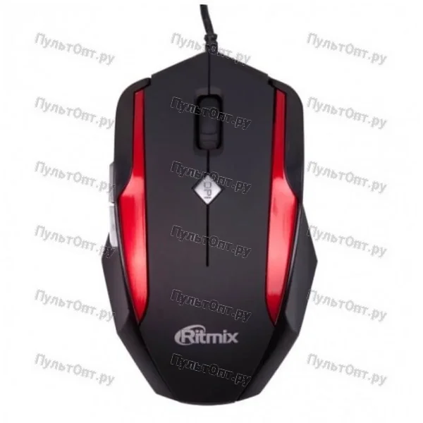 Мышь Ritmix ROM-307, черная/красная, USB