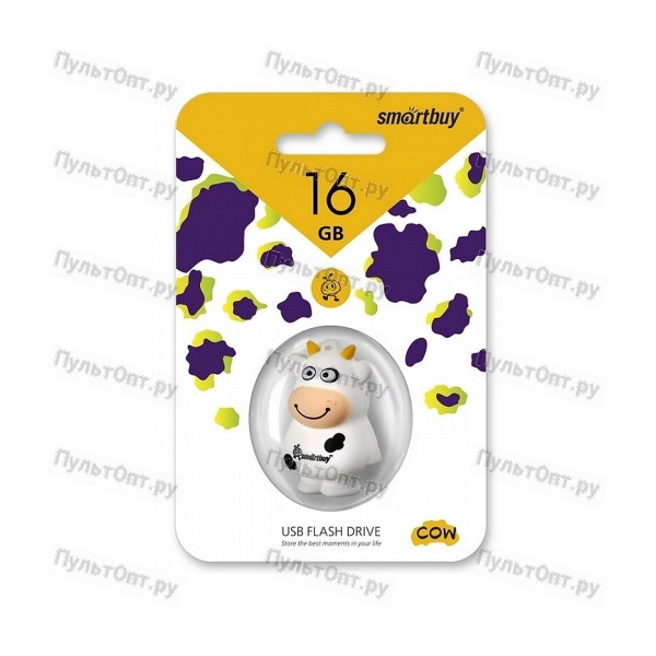 USB 16GB Smartbuy Wild series Бык (Символ 2021 года) белый