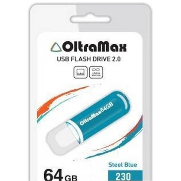 USB 64GB OltraMax 230 стальной синий