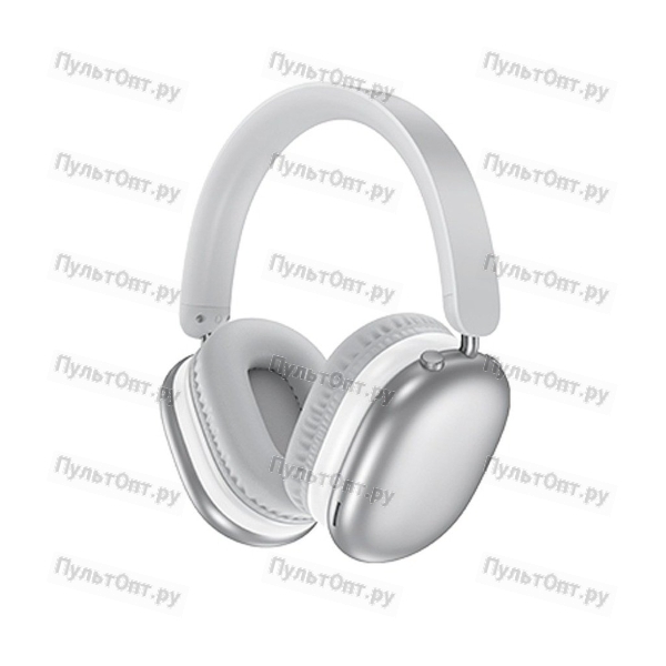 Наушники полноразмерные Borofone BO27 Rhyme, беспроводные, bluetooth 5.3, AUX, цвет: серебряный (1/4