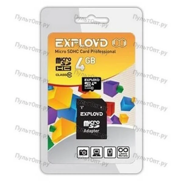 MicroSD 4GB Exployd Class 10 + SD адаптер