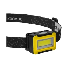 Фонарь налобный Космос 518B 3WCOBLED от батареек 3хААА IP44 3 режима желтый/черный (1/30/240)