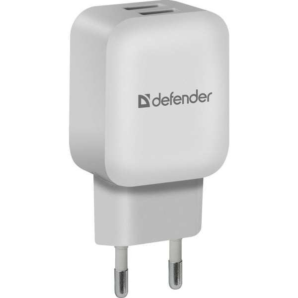 Адаптер сетевой Defender UPA-22, белый, 2xUSB, 2.1А (1/100)