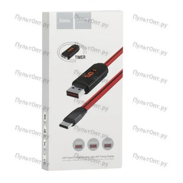USB кабель Hoco U29 LED TIMING DISPLAY IPhone (красный)