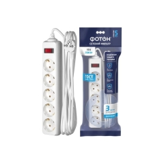 Сетевой фильтр Фотон SP 10-35ES 5р.С/З 10A 3.0м 3х0.75мм? с выкл. белый (1/20)