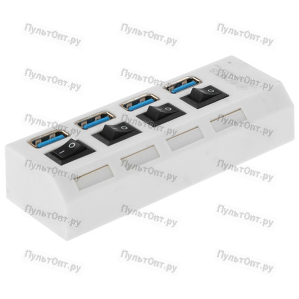 USB-Хаб Smartbuy 7304 4USB USB3.0 с выключателем белый